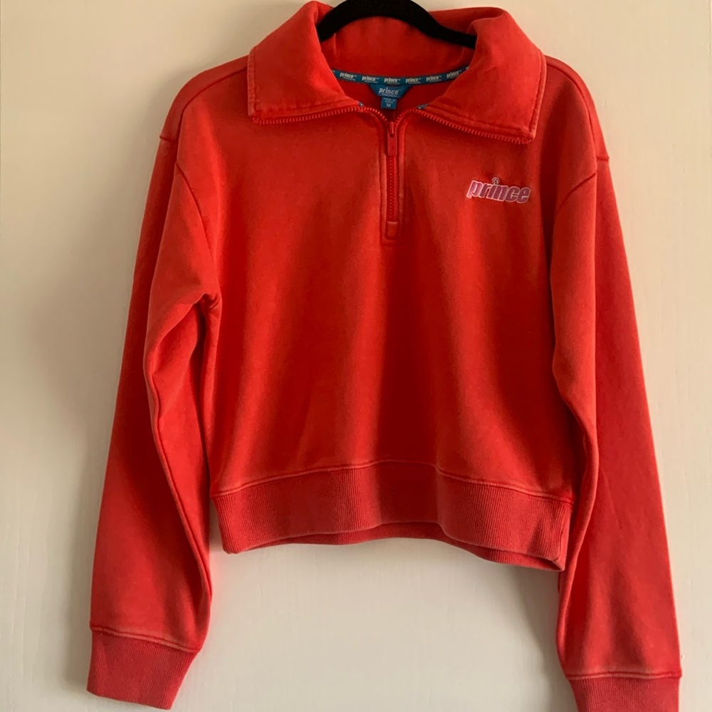 Prince Pickleball Women’s French Terry 1/4 Zip Pullover Sweatshirt - Red 🔴